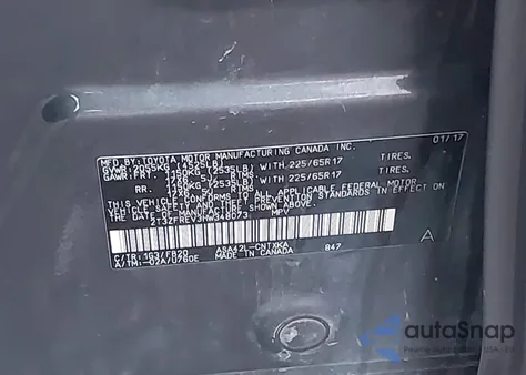 2017 Toyota Rav4 Le z USA, uszkodzony, nr VIN 2T3ZFREV3HW348073